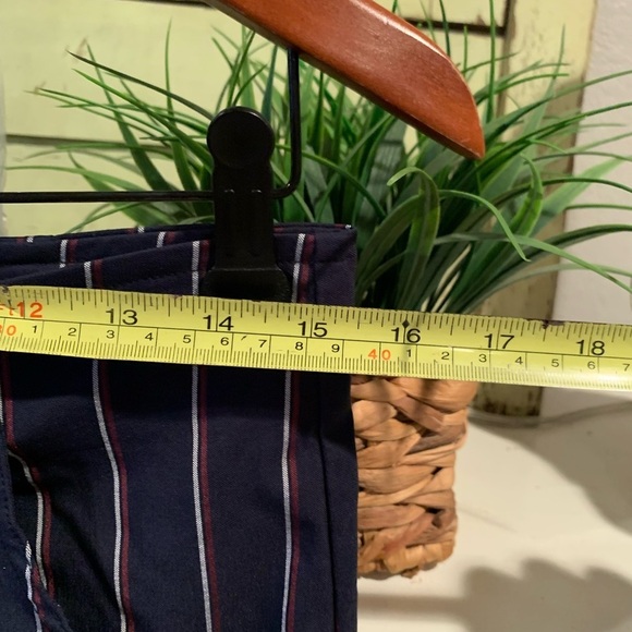 LEITH Navy Striped High Waist Stretch Wide Leg Cropped Pants Size Large - Picture 6 of 8